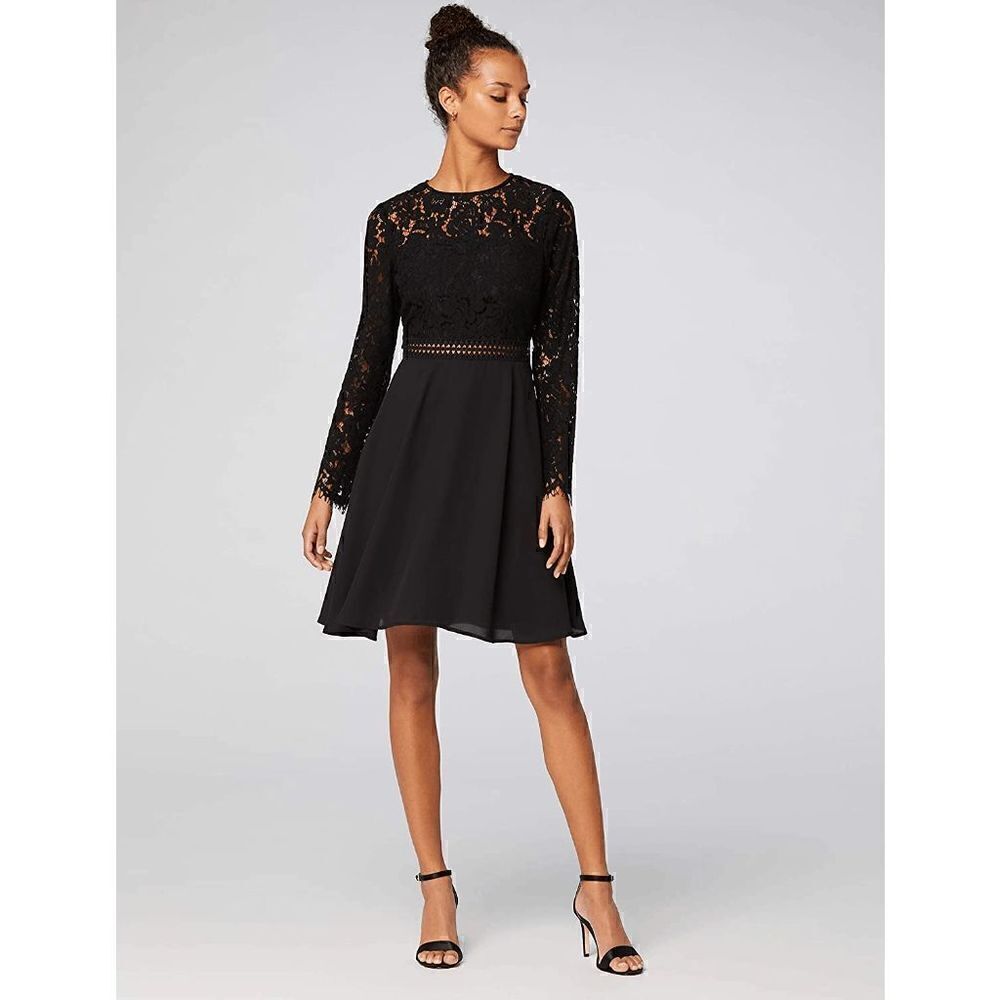 🖤 2PCS Halloween Black Bundle Lace Long Sleeve Dress & Petticoat SIZE M NWT - Picture 2 of 16